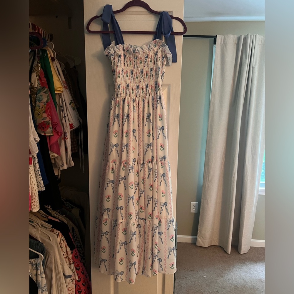 Floral & Bow Smocked Maxi Dress (matching 2T dress also listed)